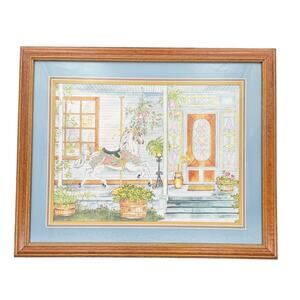 Ava Freeman Signed Framed Art Watercolor Print Victorian Decor Horse Vintage